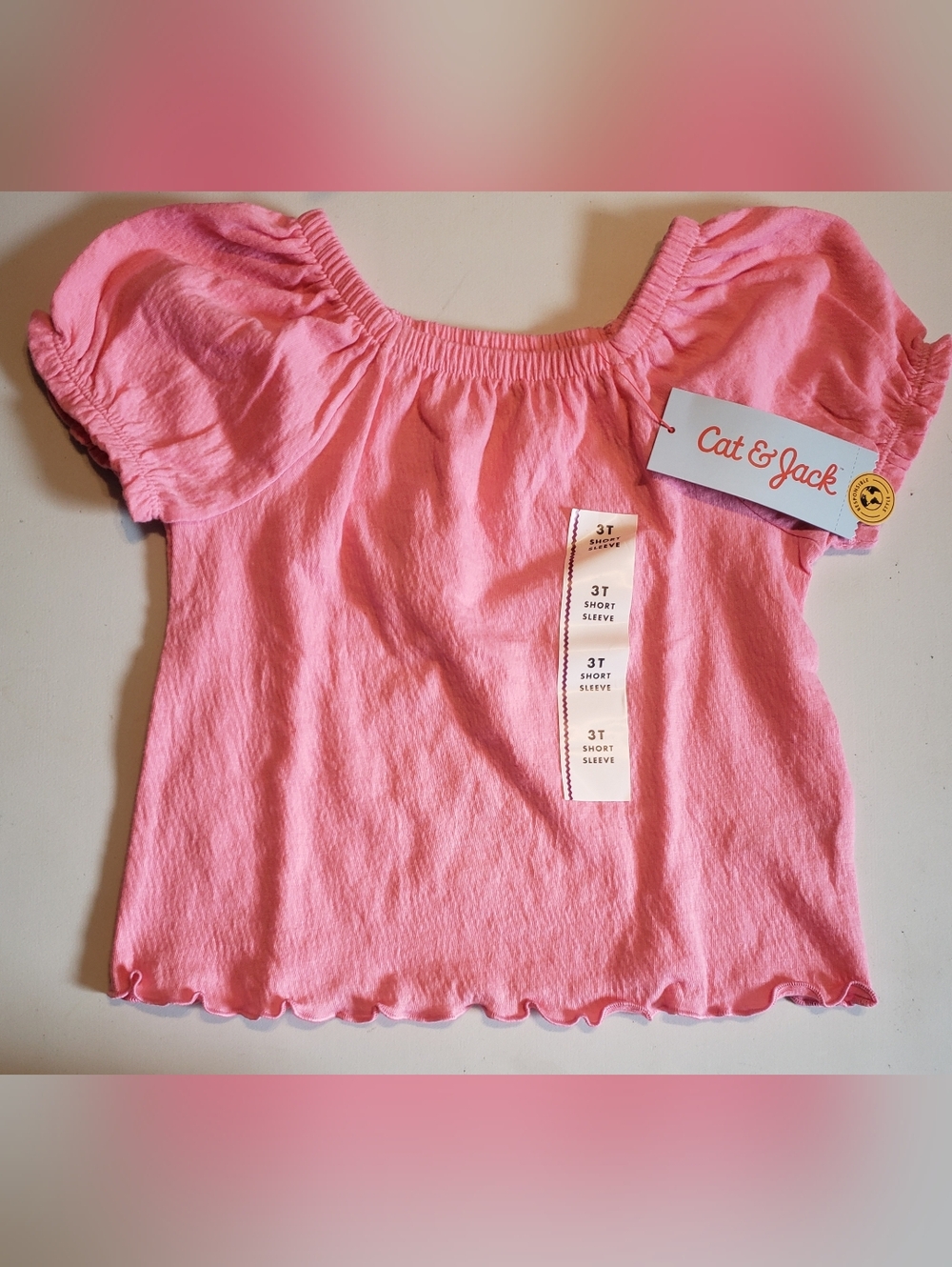Cat & Jack Pink Short Sleeve Ruffle Hem Shirt
